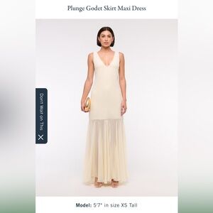 Plunge Godet Skirt Maxi Dress